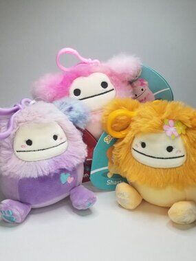 NWT 3" Clips Caparinne, Eden, Shasta The Bigfoot Squishmallow Plush Toy Bundle